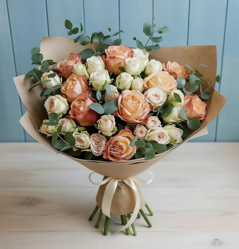 Букет цветов из: Альстромерии и Розы в Элисте