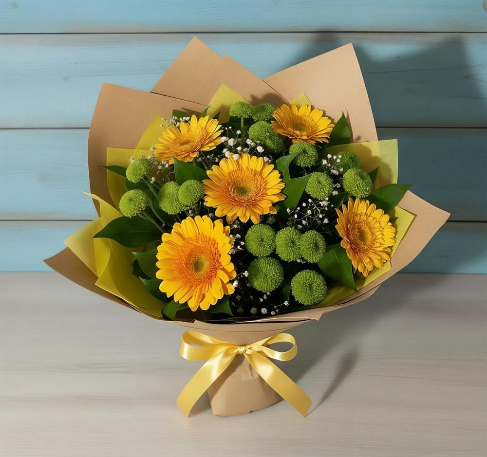 Букет цветов из: Герберы и Хризантемы в Элисте