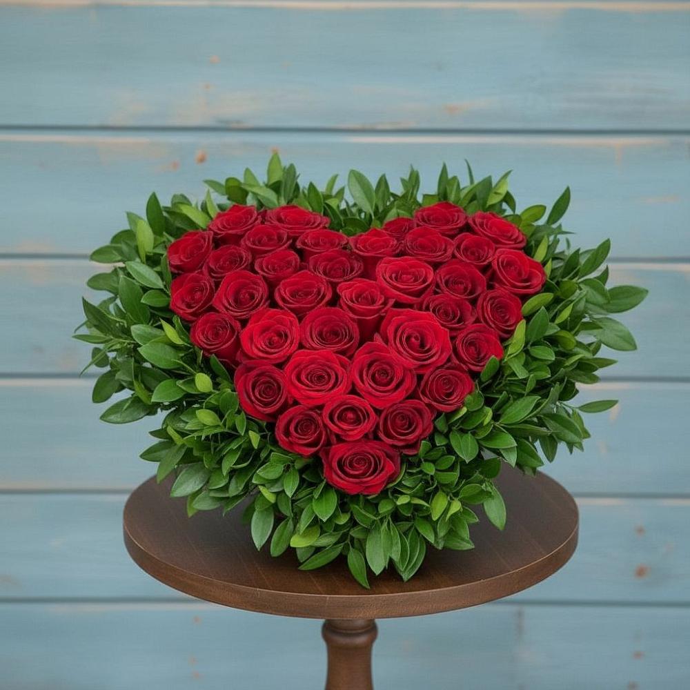 Цветочная композиция из Розы в виде сердца в Элисте