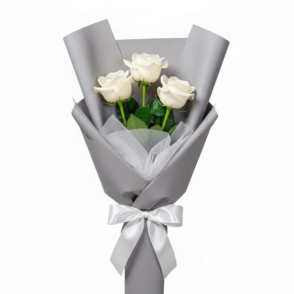 Букет 3 белые розы в Элисте