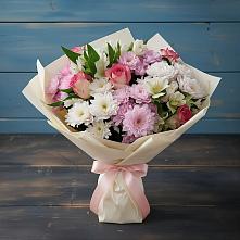 Букет цветов из:  Хризантемы, Альстромерии и Розы #REPLACE_PRED# Элисте