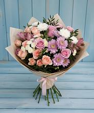 Букет цветов из:  Хризантемы, Розы и Альстромерии #REPLACE_PRED# Элисте