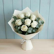 Букет Белые розы в Эвкалипте #REPLACE_PRED# Элисте