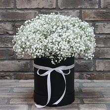 Цветочная композиция из Гипсофила в шляпной коробке в Элисте